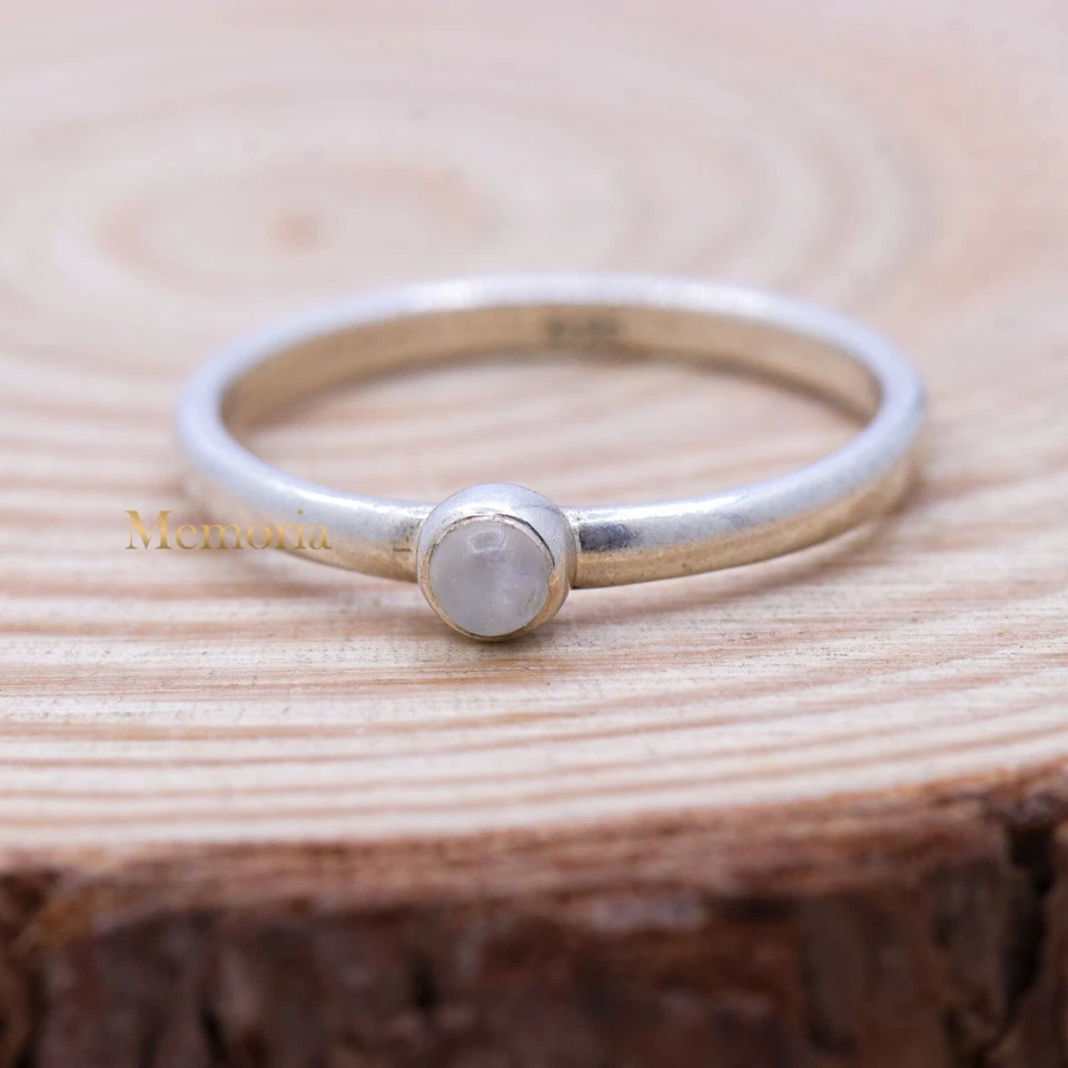 Piedra Luna Diminuto Daily Ropa Anillo 925 Plata Maciza de Ley Joyería para Wife - Imagen 1 de 1