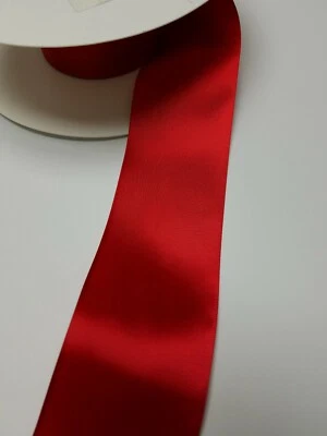 10 Yards  Red Double Faced Satin Ribbon 2 1/4"W wrap gifts sew decorate - Image 1 of 3