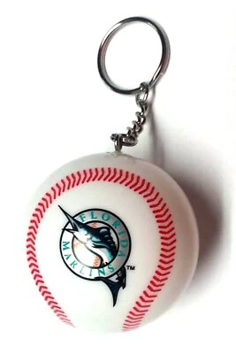MIAMI MARLINS KEYCHAIN BALL 2" ROUND LICENSED NEW MLB CHARM PULL - Image 1 of 2