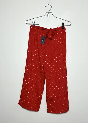 Abercrombie Niños NUEVO Niñas Cinturón Pierna Ancha Lunares Pantalones Rojo Blanco Talla 11/12 Foto 1 de 4
