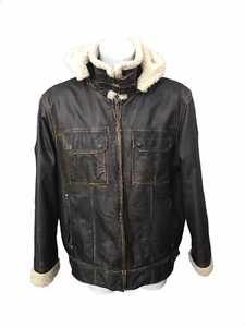 M. JULIAN WILSONS Chaqueta de cuero de piel de cordero Hombre talla XXL Marrón aviador angustiado - Imagen 1 de 6