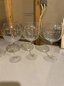 Lot Of 3 Mikasa CHEERS 24.5oz Crystal Balloon Wine Glasses: Etched • Blown Glass - Picture 1 of 17