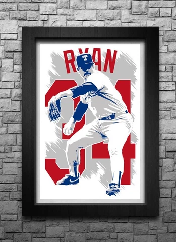 NOLAN RYAN art print/poster TEXAS RANGERS FREE S&H! JERSEY Cover