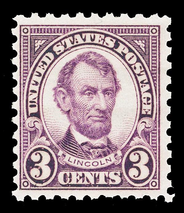 Scott 584 1925 3c Lincoln Perf 10 Rotary Press Issue Mint F-VF OG NH Cat $60 - Image 1 of 1