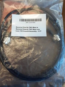 Reverse Polarity TNC Male to TNC Male Low Loss 195 Series 5 Ft. COAX Assembly - Picture 1 of 3
