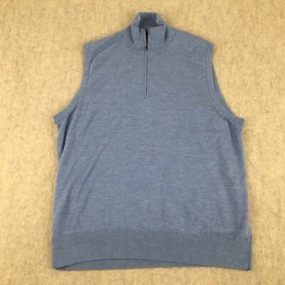 Brooks Brothers Men Sweater Vest Italian Yarn Merino Wool 1/4 Zip Light Blue 2XL - Image 1 of 4
