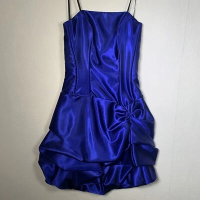 FIESTA 皇家蓝色/紫色鸡尾酒会礼服 XS 码褶皱婚礼特别场合 — 第 1/4 张图片