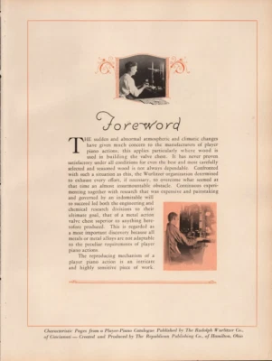 Wurlitzer Player Pianos Repro Catalog Pages 1920s - Image 1 of 4