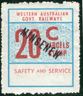 Western Australia WAGR GOVERNMENT RAILWAY Parcel Stamp 20c *Mingenew* MNH PIW71 - Image 1 of 4