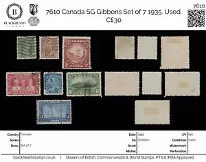 7610 Canada SG335-340 Set of 7 1935. Used. C£30 - Picture 1 of 22