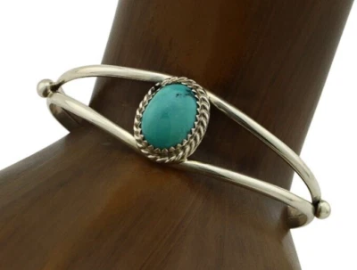 Navajo Bracelet 925 Silver Sleeping Beauty Turquoise Native Artist C.80's - Image 1 of 4