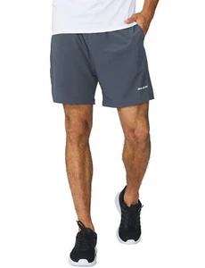 Men's 5" Running Athletic Shorts Zipper Pocket for Workout Gym Sports Gray Si... - Picture 1 of 6