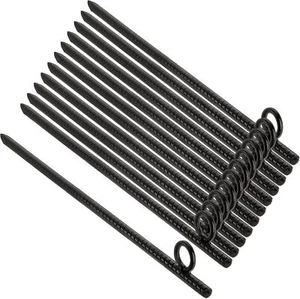  12 Pack 17 Inch Black Ground Anchor, Heavy Duty Steel Rebar Stakes with Loop,  - Picture 1 of 3
