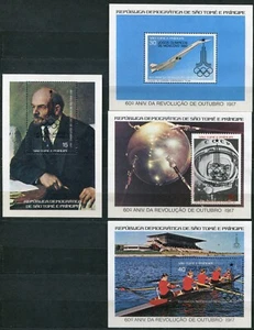 São Tomé_222 1980 AUFDRUCK Moskau Olympische Spiele Raumflugzeug Lenin 4*BOGEN POSTFRISCH - Bild 1 von 1
