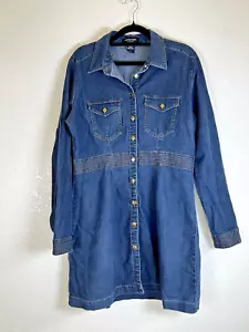 Denim Chambray knielanges lässiges Kleid mit Knopfleiste Größe Medium - Bild 1 von 8