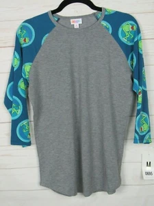 Lularoe Women's Disney Randy Gray with Teal Kermit Sleeves Top Size M NWT - Picture 1 of 3