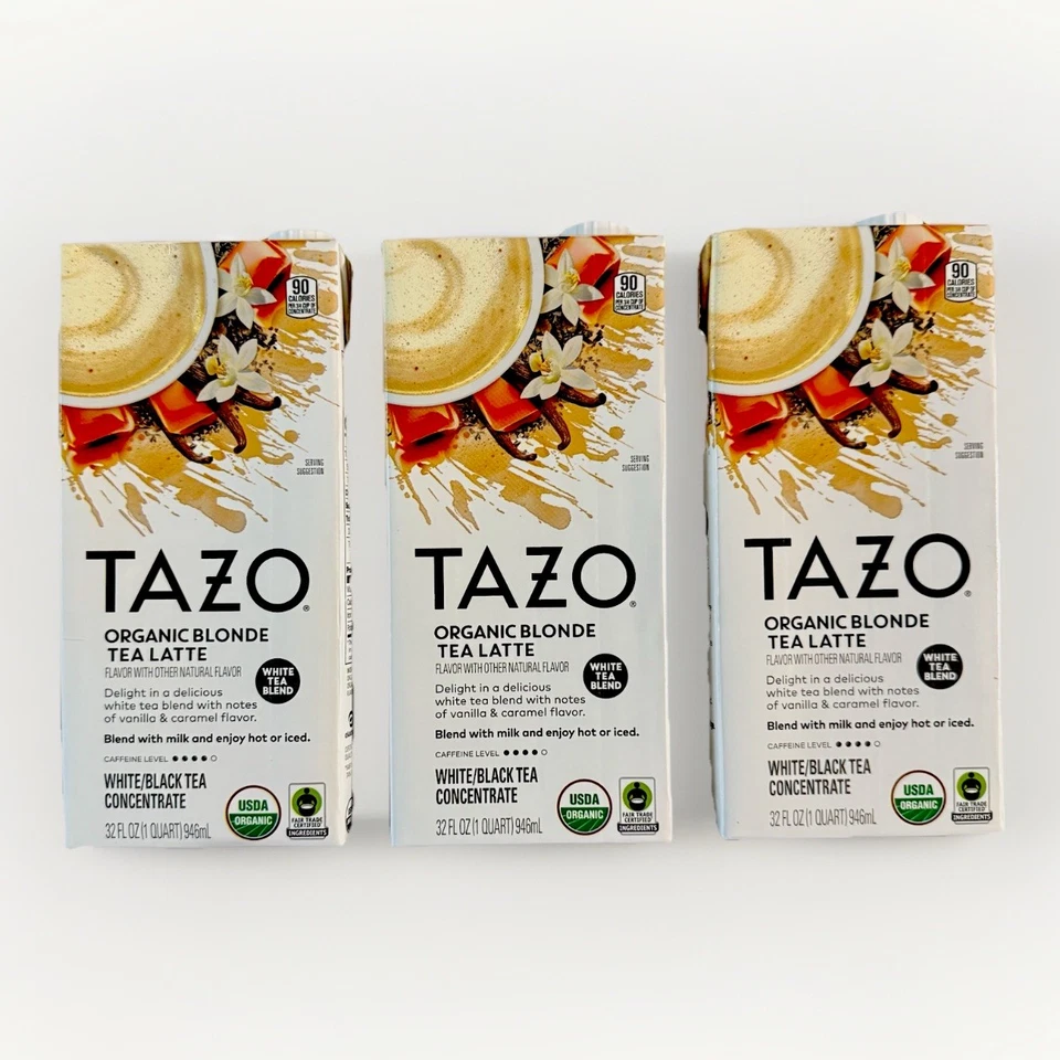 Chá loiro orgânico Tazo latte concentrado de chá branco e preto 32 oz (pacote com 3) - Imagem 1 de 1