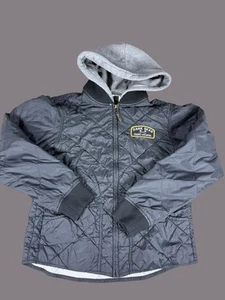 Dark Seas Jacke Herren Medium schwarz gesteppt Kapuze durchgehender Reißverschluss Nylon gefüttert Taschen - Bild 1 von 11