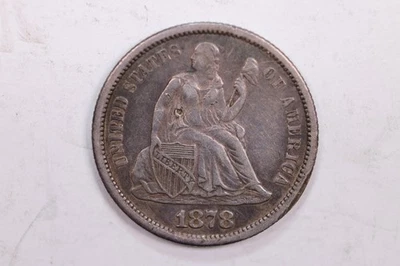 1878-CC Seated Liberty Dime., About Uncirculated Details., Coin., STORE #DE0086 - Image 1 of 2