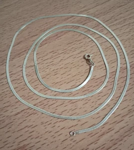 Vtg 925 Italy Italian Sterling Silver 2mm herringbone Chain 30 1/4" Necklace - Picture 1 of 4