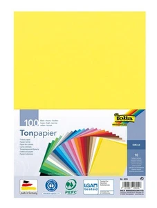 folia 605 - Tonpapier Mix, DIN A4, 130 g/m², 100 Blatt sortiert in 10 Farben, zu - Bild 1 von 1