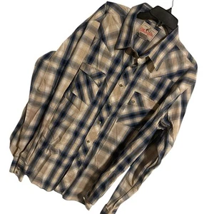 Wrangler Brown Blue Striped Pearl Snap Western Long Sleeve Shirt Mens 2XL 0229 - Picture 1 of 7