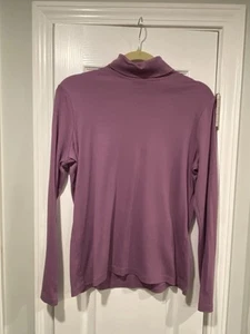 L.L. Bean Size M Lavender Supima Cotton Long Sleeve Turtleneck Top - Picture 1 of 13