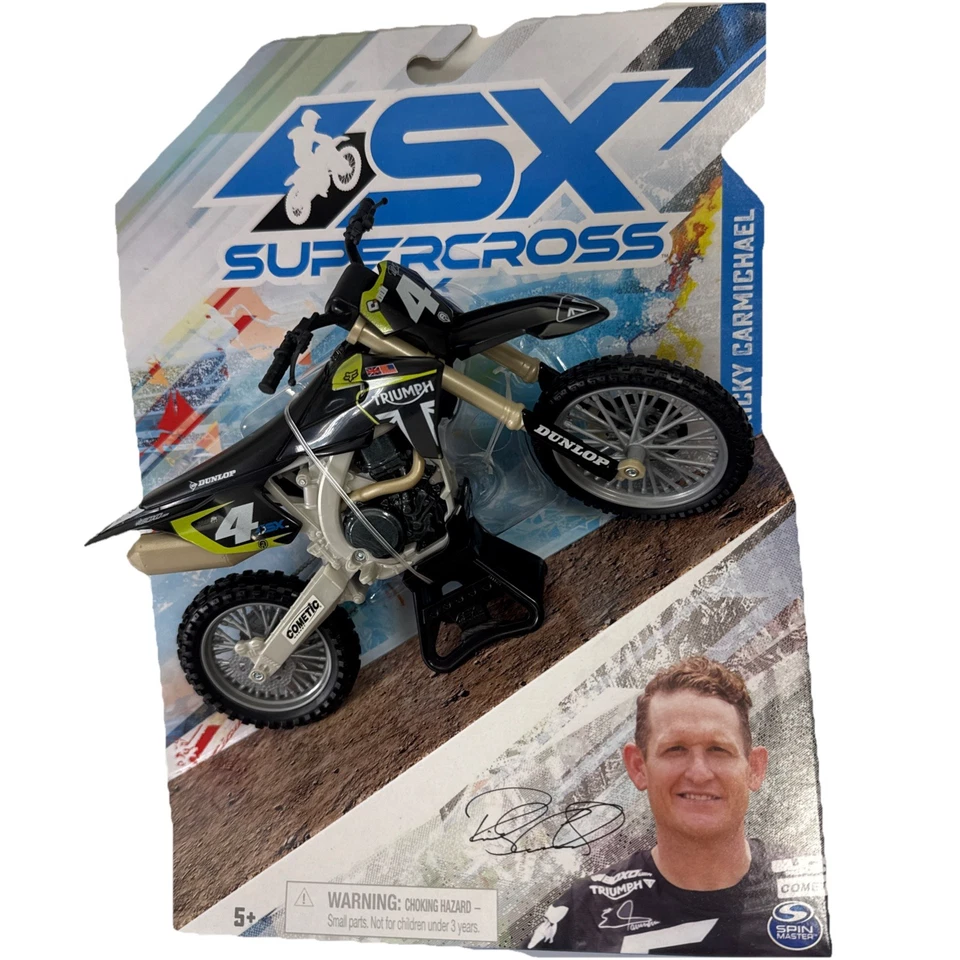 SX Supercross RICKY CARMICHAEL Triumph TF 450 Moto Motorcycle Diecast 1:10 Scale - Image 1 of 4