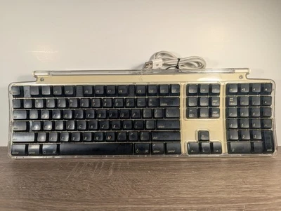 Vintage Apple M7803 Pro USB Wired Keyboard Clear Black Tested and Working - Image 1 of 4