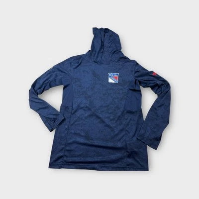Blue Hooded Fanatics Pro NY New York Rangers Shirt Men's M Medium - Image 1 of 4
