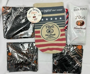 Tito's Handmade Vodka Lot Drawstring Bag 3 Bandanas Adult Rain Poncho NEW - Picture 1 of 7