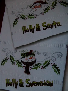 Stoney Creek M'zine XS Ptrn "Holly & Santa and Holly & Snowman" Towels + BOP - Picture 1 of 8