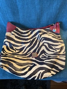 Bolso de Mano Dooney & Bourke RARO Vintage Cuero Rojo Negro Blanco Cebra-VER DESCRIPCIÓN - Imagen 1 de 19