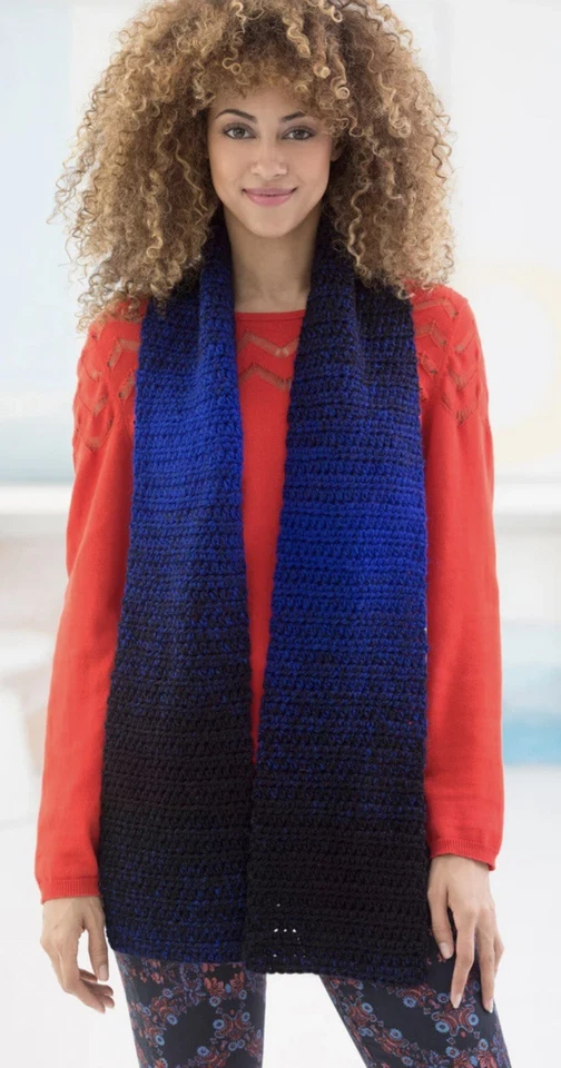 Lion Brand SCARFIE Yarn Black/Royal WOOL Blend Tonal Ombré 5.3 Oz 312 Yds - Image 1 of 4