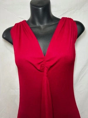 Maxi Vestido Vintage Años 70 80 Rojo Granate Cuello en V Cintura Ajustada Vestido de Noche Discoteca Foto 1 de 4