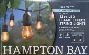 Hampton Bay LED String Lights with FLAME EFFECT, 12ft Commercial Grade - Picture 1 of 7