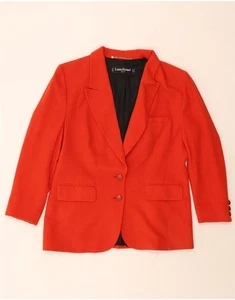 LOUIS FERAUD Womens 2 Button Blazer Jacket UK 18 XL Red Angora BT15 - Picture 1 of 4