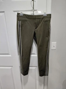BANANA REPUBLIC OLIVGRÜN SLOAN SKINNY SEITENSTREIFEN HOSE GRÖSSE 4 PETITE - Bild 1 von 3