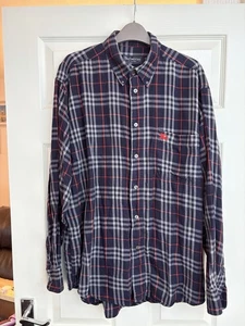 Burberry Herren Flanell Nova Plaid Check Langarm Hemd Brushed Navy Große L - Bild 1 von 15