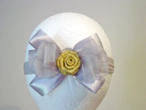 NEW Kids Kapers Girls Headband One Size Silver w/Gold Rose Stretchy Elastic - Picture 1 of 1