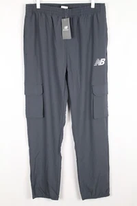 New Balance Men's Cargo Pants Woven Jogger Gray Reflective Logo Tapered Fit - Picture 1 of 6
