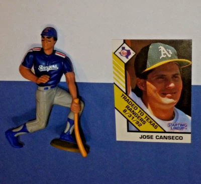 Figura de la alineación inicial de los Rangers de Texas 1993 de José Canseco y tarjeta de los Atléticos de Oakland bb Foto 1 de 2