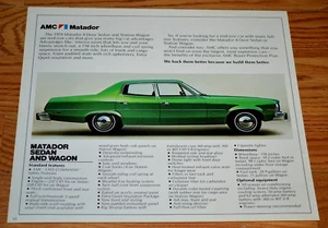 AMC MATADOR 1974 opciones características distribuidor original anuncio impreso 74 - Imagen 1 de 2
