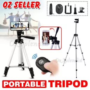 Professional Camera Tripod Stand Mount Remote + Phone Holder for iPhone Samsung - Picture 1 of 14