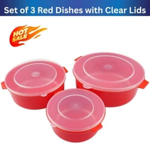 1x packgood2heat 4039 Mikrowelle 3er Set Geschirr - Rot, 21 x 16,5 x 13 cm UK - Bild 1 von 4