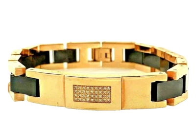 Rose Gold Stainless Steel & Ceramic Bracelet with Natural Diamond Men's - Image 1 of 4