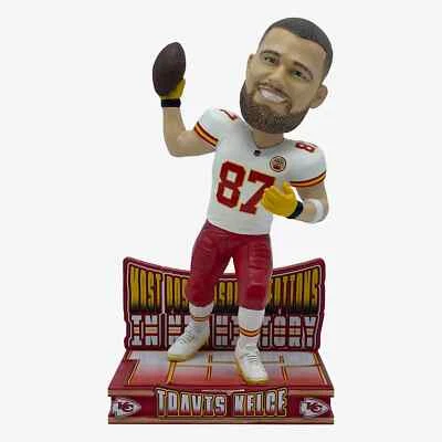 TRAVIS Kelce FOCO Bobblehead ?/187 KANSAS City CHIEFS Post Season NFL Record - Image 1 of 4