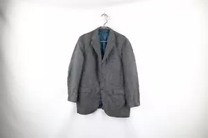 Vtg 50s Rockabilly Mens 44R Distressed Wool Tweed Herringbone Suit Jacket USA - Picture 1 of 15