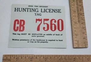 1963 Ohio Resident - Jagd- und Fangschein - Angebot #7121 - Bild 1 von 6
