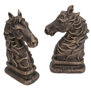 Horse Head Bust Bookends Ornament Figurine Cast Iron Book Ends Stand Holder - Picture 1 of 6